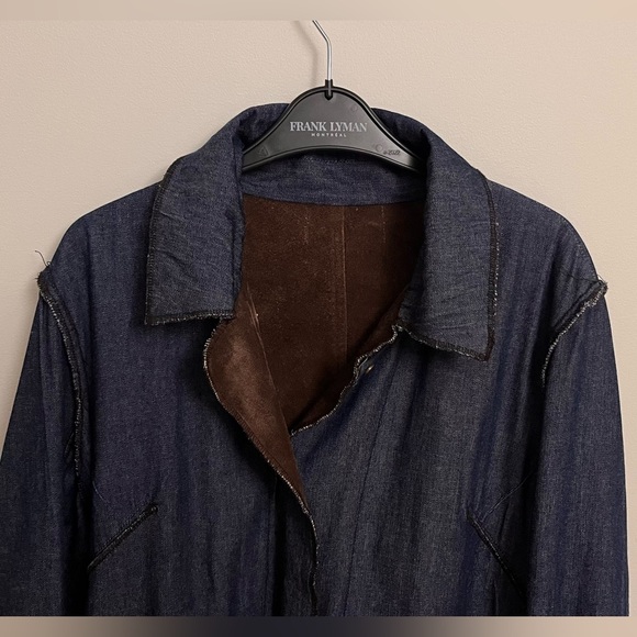 Reversible Suede and Denim Trench Coat - Picture 2 of 8